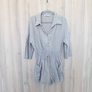Zara Light Gray Collared Romper